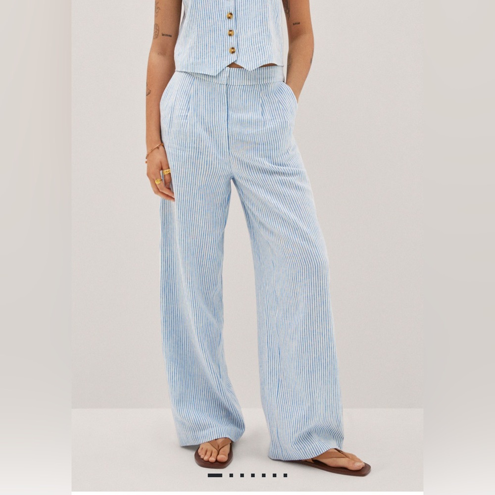 NWOT Mango Striped Blue Women's Pants